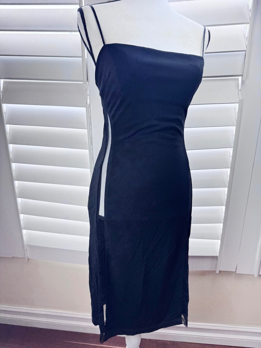 BCBG Sexy Side Mesh Stripes Party Clubbing Mini Dress - Size S (A241)